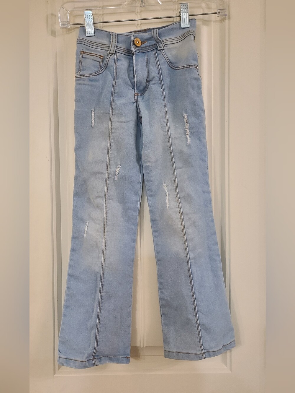 Light Blue Girls' Flare Jeans with Distressed Detail Girls Size 8